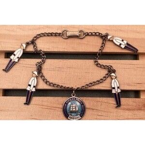 BMC Sterling Charm Bracelet Souvenir Nassau Bahamas Enamel Soldiers Vintage Nice